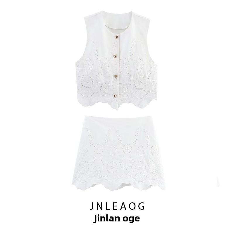 Sewing Vest - JNLEAOG Gilet da donna ricamato traforato