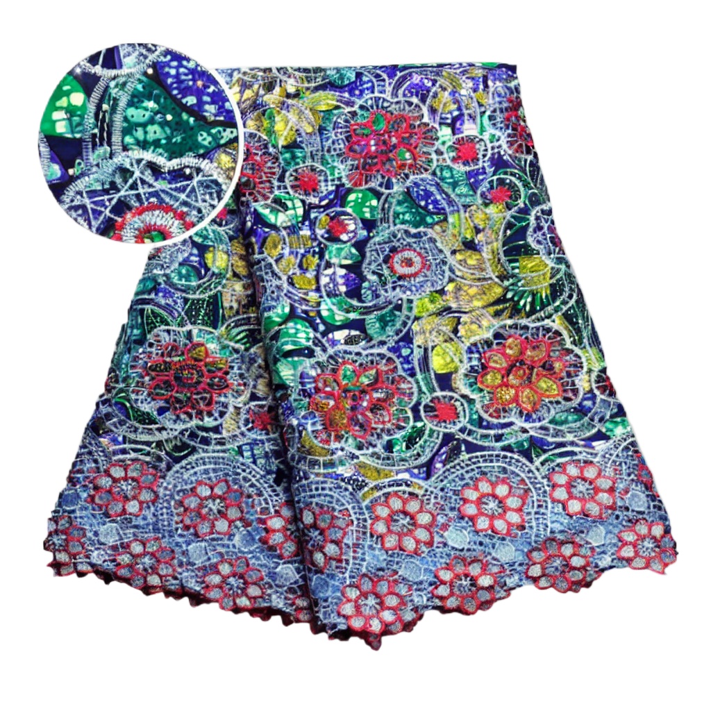 Sewing Batik Fabric - Tessuto in Pizzo Africano Glitterato 100%