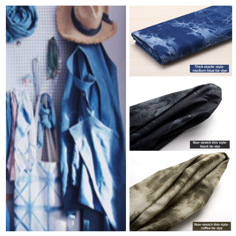 Sewing Tie Dye - Tessuto Denim Morbido Tie-Dye Lavato al