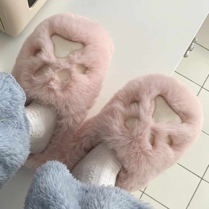 Sewing House - Pantofole da donna invernali in pelliccia