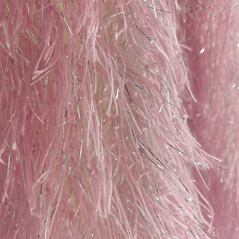 Sewing Knit - Tessuto in tulle con frange e